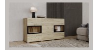 Ensemble salon complet RAMOS – Chêne – 7 meubles avec LED multicolore intégrée