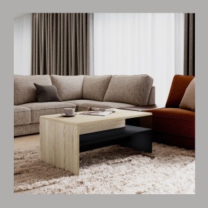 Ensemble salon complet RAMOS – Chêne – 7 meubles avec LED multicolore intégrée