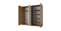 Armoire VERTIGO – 4 portes avec miroir – 228x215 cm – Chêne sauvage et beige sable