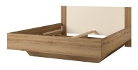 Lit VERTIGO – 160x200 cm – Chêne sauvage et beige sable – Sans sommier – Pied de lit design