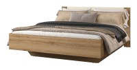 Cama VERTIGO – 160x200 cm – Roble salvaje y beige arena – Sin somier – Pie de cama diseño