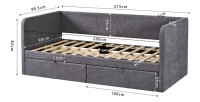 Letto PARMA 90x200 cm – Tessuto grigio – Rete inclusa – Design moderno e struttura robusta