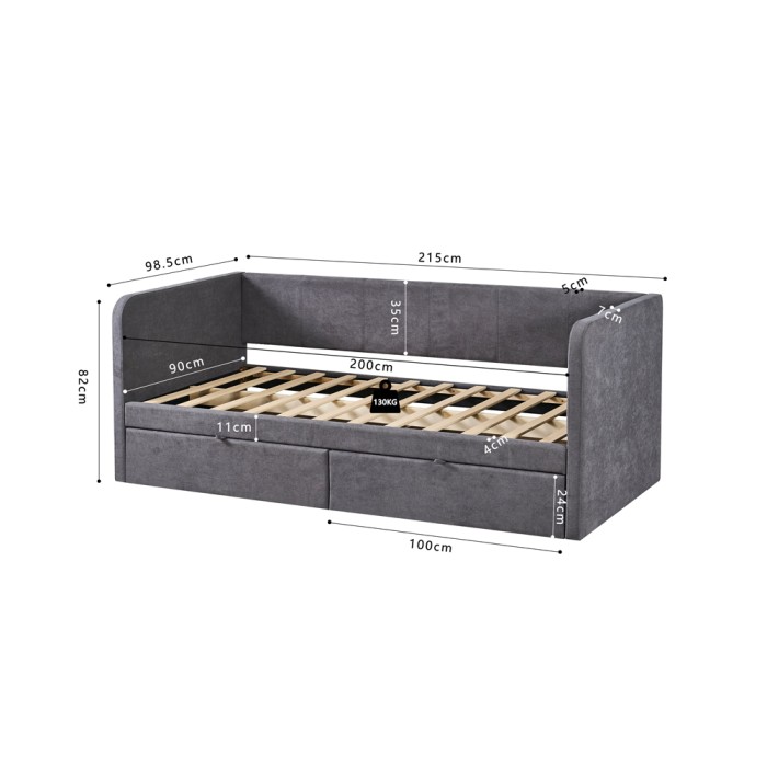 Lit PARME 90x200 cm – Tissu...