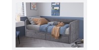 Letto PARMA 90x200 cm – Tessuto grigio – Rete inclusa – Design moderno e struttura robusta