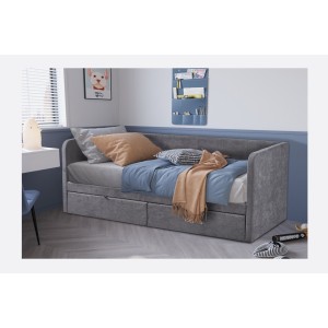 Letto PARMA 90x200 cm – Tessuto grigio – Rete inclusa – Design moderno e struttura robusta