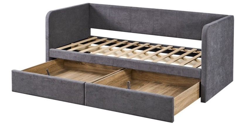 Letto PARMA 90x200 cm – Tessuto grigio – Rete inclusa – Design moderno e struttura robusta