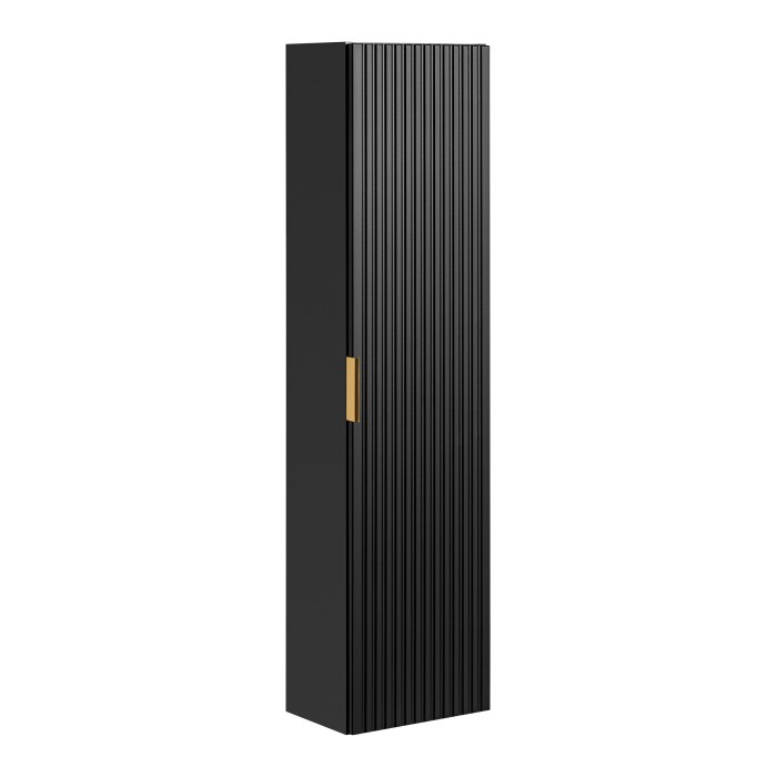 Colonne salle de bain NOXERA – 1 porte – Noir mat – Design rainuré et poignées personnalisables 