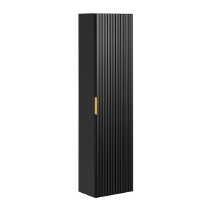 Colonne salle de bain NOXERA – 1 porte – Noir mat – Design rainuré et poignées personnalisables 