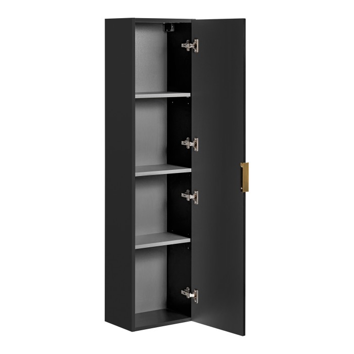 Colonne salle de bain NOXERA – 1 porte – Noir mat – Design rainuré et poignées personnalisables 