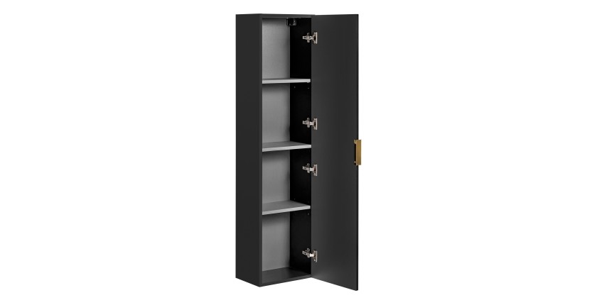 Colonne salle de bain NOXERA – 1 porte – Noir mat – Design rainuré et poignées personnalisables 