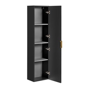 Colonne salle de bain NOXERA – 1 porte – Noir mat – Design rainuré et poignées personnalisables 