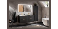 Colonne salle de bain NOXERA – 1 porte – Noir mat – Design rainuré et poignées personnalisables 
