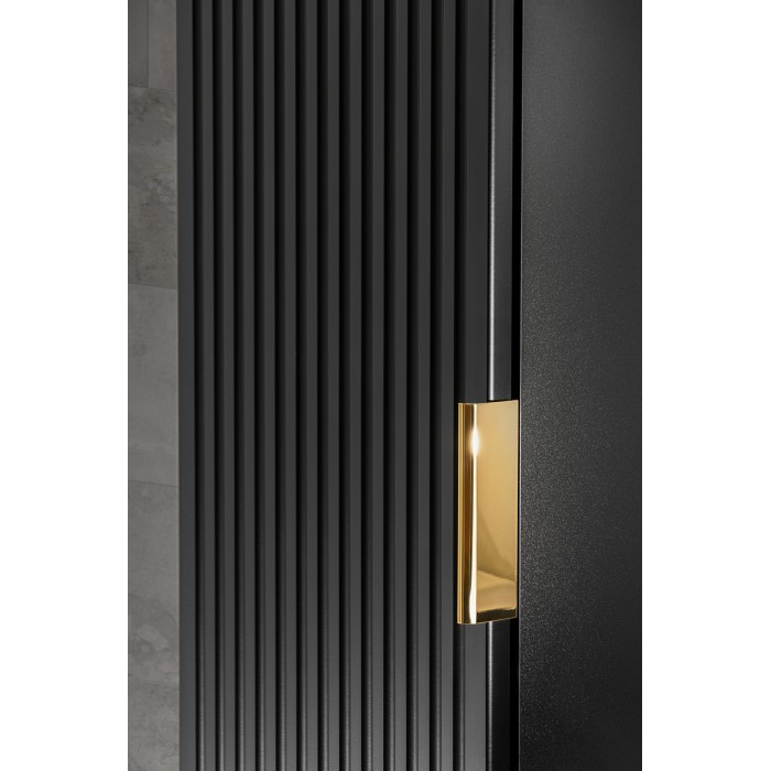 Colonne salle de bain NOXERA – 1 porte – Noir mat – Design rainuré et poignées personnalisables 