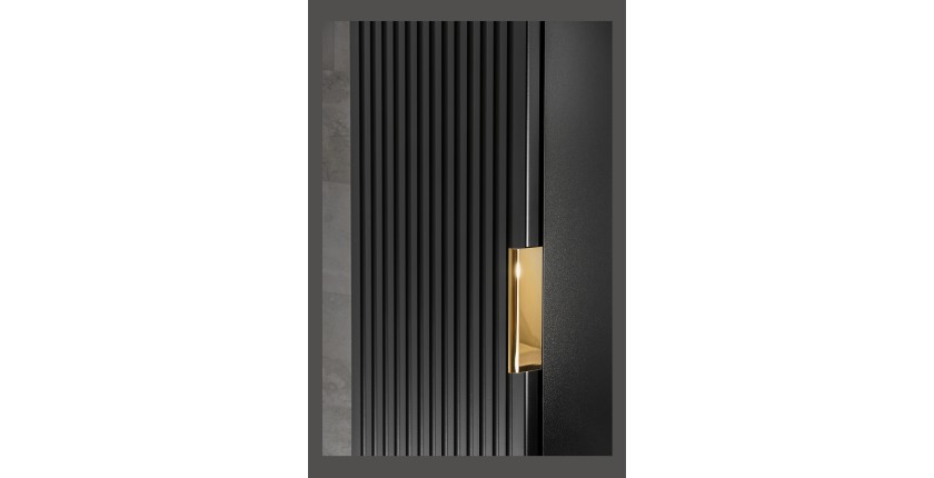 Colonne salle de bain NOXERA – 1 porte – Noir mat – Design rainuré et poignées personnalisables 