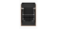 Meuble de rangement NOXERA – 40 cm – Panier à linge intégré – Noir mat – Design rainuré 