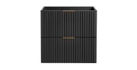 Meuble sous vasque NOXERA – 60 cm – 2 tiroirs – Noir mat – Design rainuré suspendu 