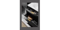 Meuble sous vasque NOXERA – 60 cm – 2 tiroirs – Noir mat – Design rainuré suspendu 