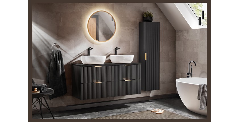 Plan vasque NOXERA – 120 cm – Noir mat – Pour vasques à poser – Finition élégante 