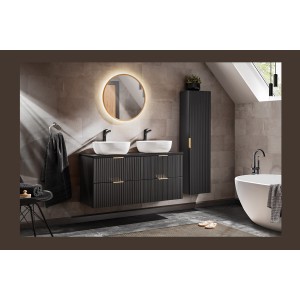 Plan vasque NOXERA – 120 cm – Noir mat – Pour vasques à poser – Finition élégante 