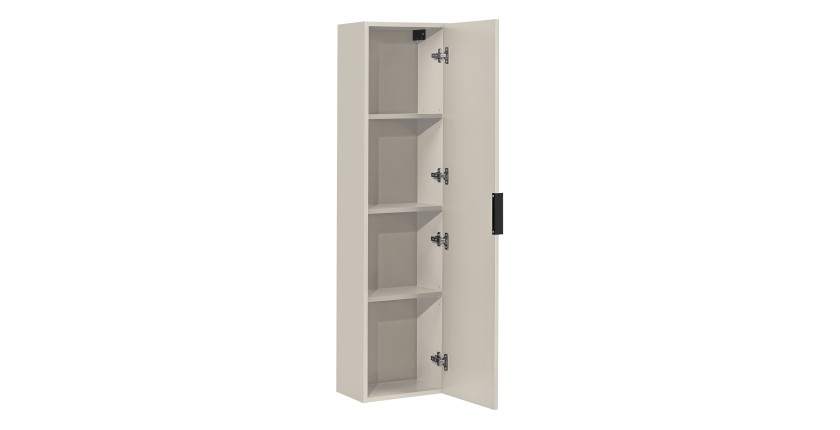 Colonne de salle de bain suspendue NOXERA – 1 porte – Beige mat – Hauteur 140 cm 
