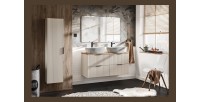Colonne de salle de bain suspendue NOXERA – 1 porte – Beige mat – Hauteur 140 cm 