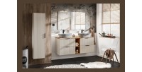 Colonne de salle de bain suspendue NOXERA – 1 porte – Beige mat – Hauteur 140 cm 