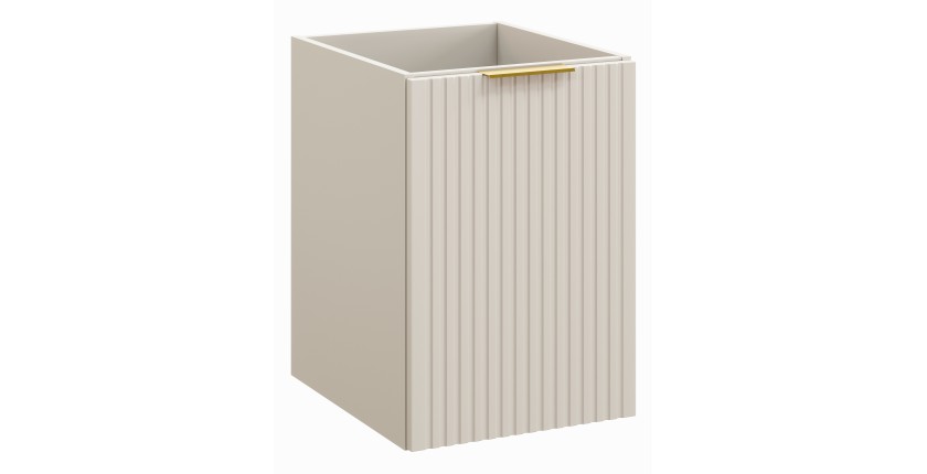 Meuble de rangement salle de bain NOXERA – 40 cm – Panier à linge – Beige mat – Suspendu 