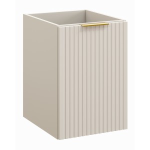 Meuble de rangement salle de bain NOXERA – 40 cm – Panier à linge – Beige mat – Suspendu 