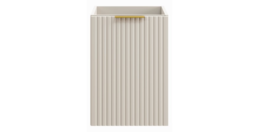 Meuble de rangement salle de bain NOXERA – 40 cm – Panier à linge – Beige mat – Suspendu 