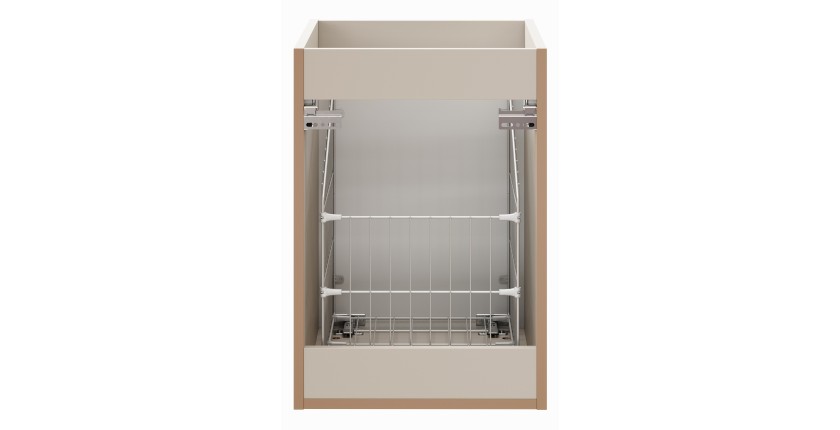 Meuble de rangement salle de bain NOXERA – 40 cm – Panier à linge – Beige mat – Suspendu 