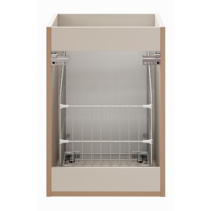 Meuble de rangement salle de bain NOXERA – 40 cm – Panier à linge – Beige mat – Suspendu 