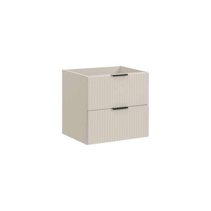 Meuble sous vasque NOXERA – 60 cm – 2 tiroirs – Beige mat – Meuble suspendu moderne 