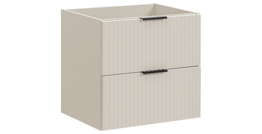 Meuble sous vasque NOXERA – 60 cm – 2 tiroirs – Beige mat – Meuble suspendu moderne 