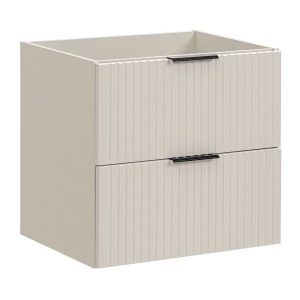 Meuble sous vasque NOXERA – 60 cm – 2 tiroirs – Beige mat – Meuble suspendu moderne 
