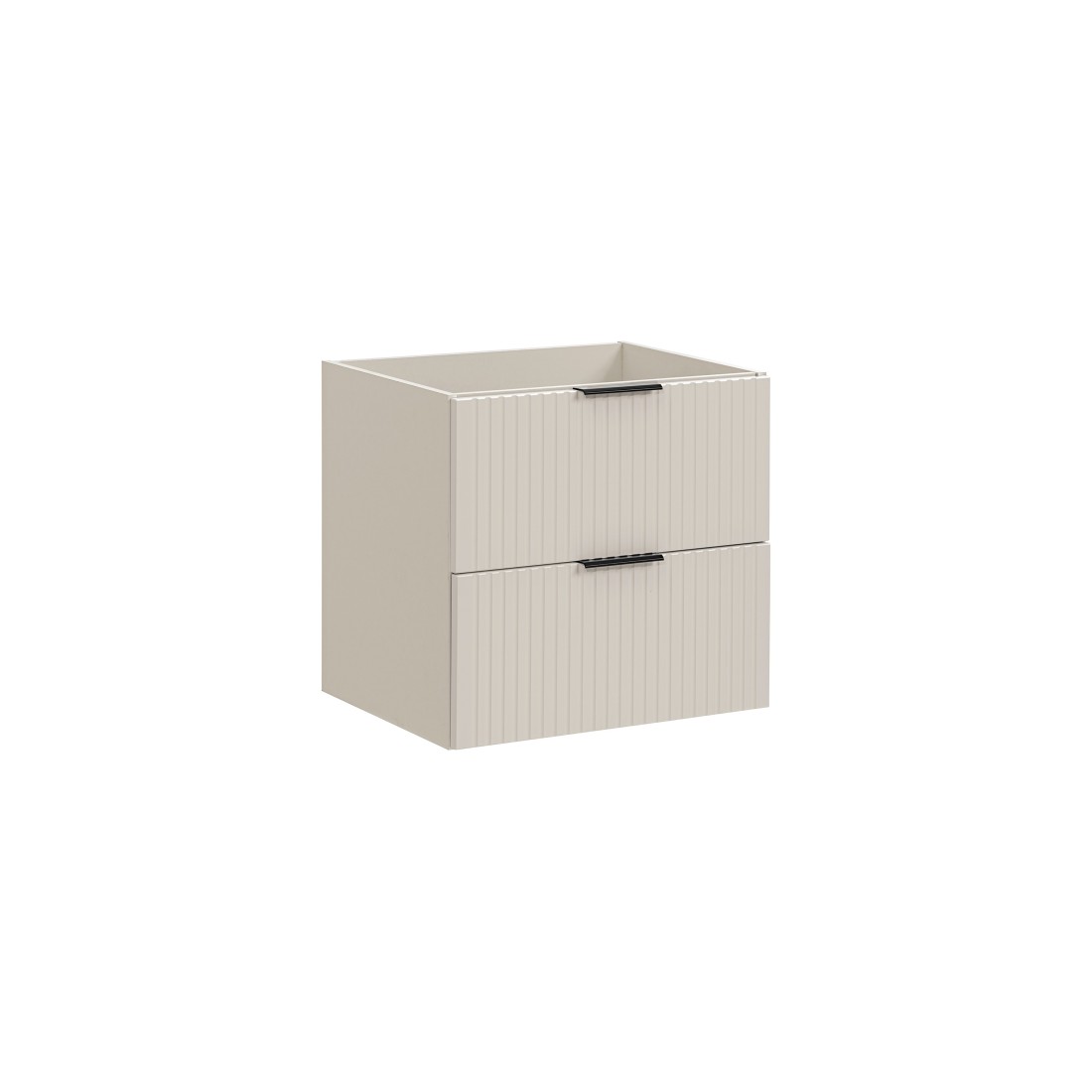 Meuble sous vasque NOXERA – 60 cm – 2 tiroirs – Beige mat – Meuble suspendu moderne 