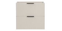 Meuble sous vasque NOXERA – 60 cm – 2 tiroirs – Beige mat – Meuble suspendu moderne 