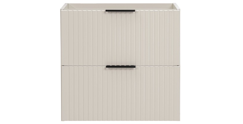 Meuble sous vasque NOXERA – 60 cm – 2 tiroirs – Beige mat – Meuble suspendu moderne 