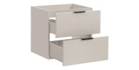 Meuble sous vasque NOXERA – 60 cm – 2 tiroirs – Beige mat – Meuble suspendu moderne 