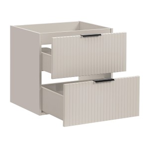 Meuble sous vasque NOXERA – 60 cm – 2 tiroirs – Beige mat – Meuble suspendu moderne 