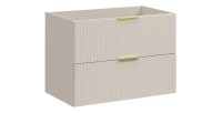Meuble sous vasque NOXERA – 80 cm – 2 tiroirs – Beige mat – Finitions haut de gamme suspendues 