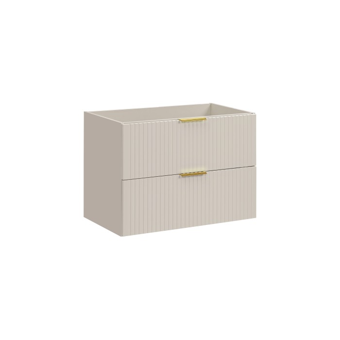 Meuble sous vasque NOXERA – 80 cm – 2 tiroirs – Beige mat – Finitions haut de gamme suspendues 