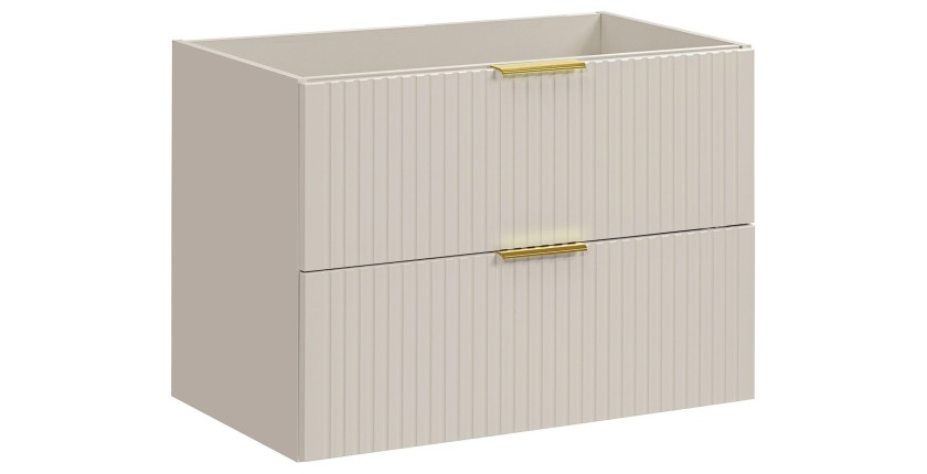 Meuble sous vasque NOXERA – 80 cm – 2 tiroirs – Beige mat – Finitions haut de gamme suspendues 