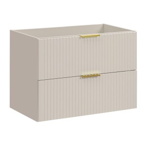 Meuble sous vasque NOXERA – 80 cm – 2 tiroirs – Beige mat – Finitions haut de gamme suspendues 