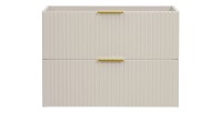 Meuble sous vasque NOXERA – 80 cm – 2 tiroirs – Beige mat – Finitions haut de gamme suspendues 