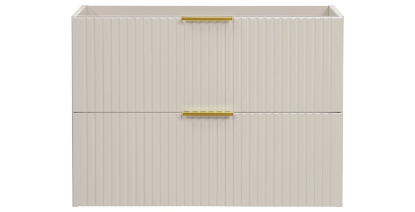 Meuble sous vasque NOXERA – 80 cm – 2 tiroirs – Beige mat – Finitions haut de gamme suspendues 