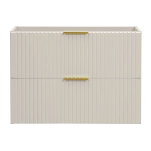 Meuble sous vasque NOXERA – 80 cm – 2 tiroirs – Beige mat – Finitions haut de gamme suspendues 