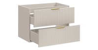 Meuble sous vasque NOXERA – 80 cm – 2 tiroirs – Beige mat – Finitions haut de gamme suspendues 
