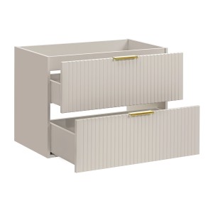 Meuble sous vasque NOXERA – 80 cm – 2 tiroirs – Beige mat – Finitions haut de gamme suspendues 