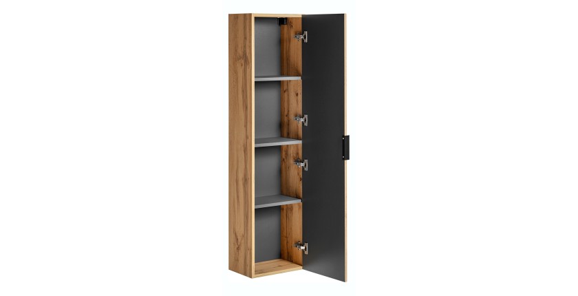 Colonne salle de bain suspendue NOXERA – 1 porte – Coloris chêne wotan – Hauteur 140 cm 