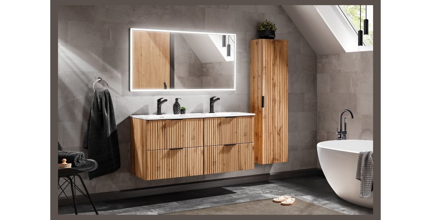 Colonne salle de bain suspendue NOXERA – 1 porte – Coloris chêne wotan – Hauteur 140 cm 